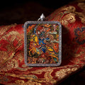 Authentic Shri Devi Palden Lhamo miniature Thangka amulet pendant, handcrafted in the Himalayas with raw minerals by BEYUL ATELIER.