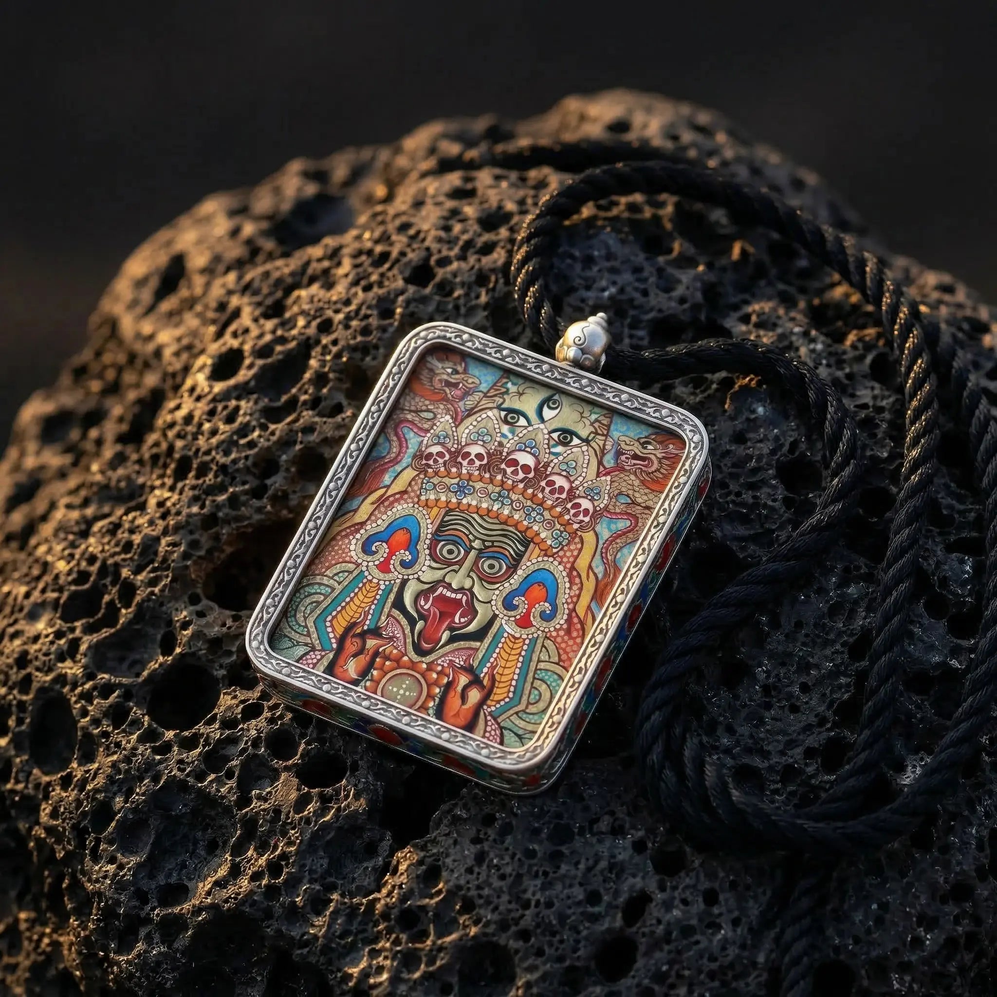 Bespoke Zhakhi Lhamo Tibetan Ghau box jewelry, featuring a microscopic Thangka painted with pure liquid gold by BEYUL ATELIER.